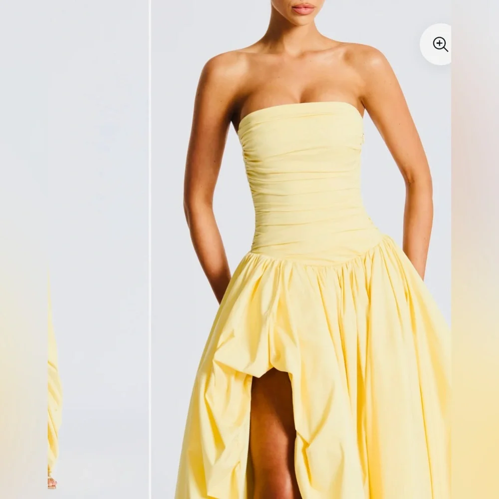 YELLOW LONG Elegant Strapless Evening Gown - Picture 12 of 16